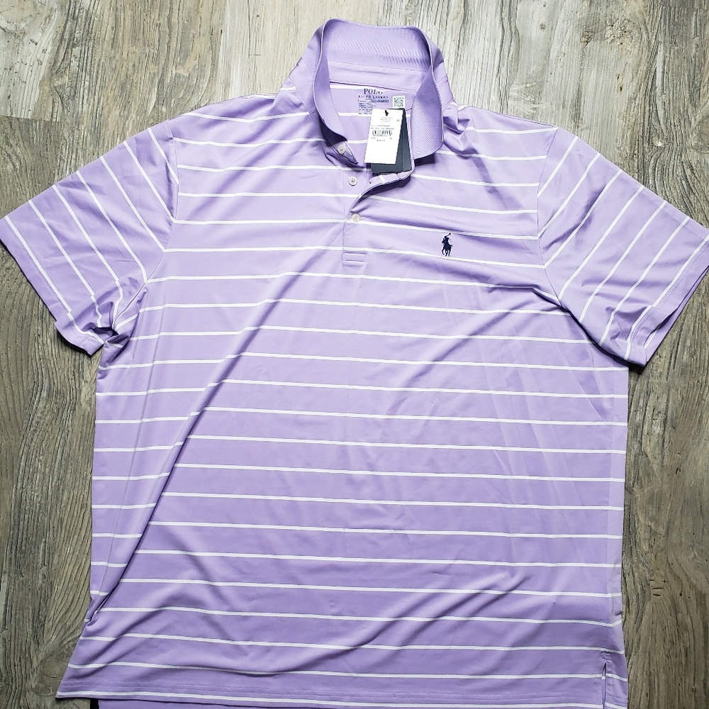 Polo by Ralph Lauren Purple and White Striped Polo Shirt